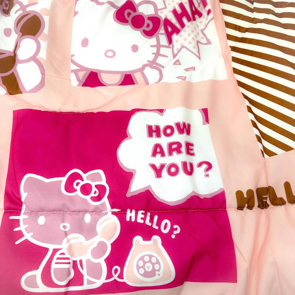 Sanrio Hello Kitty Twin Comforter Pink Bedding 2010 Kitty Cat on Phone & Reading - Picture 4 of 5